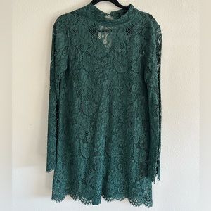 Hunter green lace dress, L